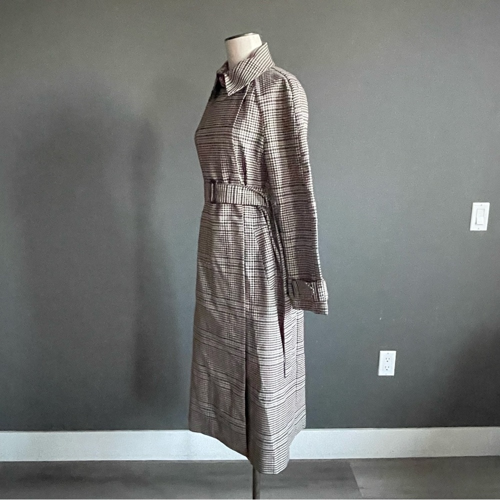 ASOS Houndstooth Check Trench Dress Belted Midi Long Sleeve US 4 - Picture 6 of 11